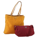 PRADA Shoulder Bag Nylon 2 Set Orange Red Auth ti3988-1