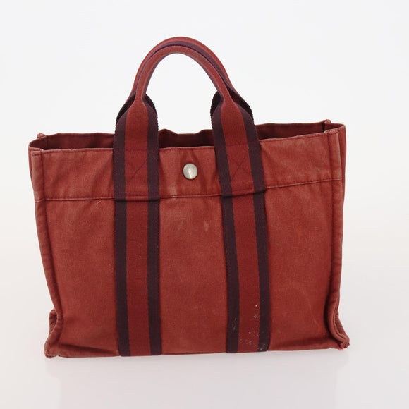 HERMES Fourre Tout Hand Bag Cotton 5 Set Red Gray Black Auth ti3989