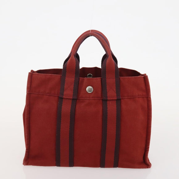 HERMES Fourre Tout Hand Bag Cotton 5 Set Red Gray Black Auth ti3989