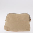 HERMES Pouch Canvas Leather 5 Set Beige Pink Purple Auth ti3991-10