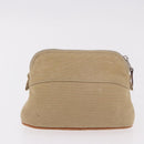 HERMES Pouch Canvas Leather 5 Set Beige Pink Purple Auth ti3991-23