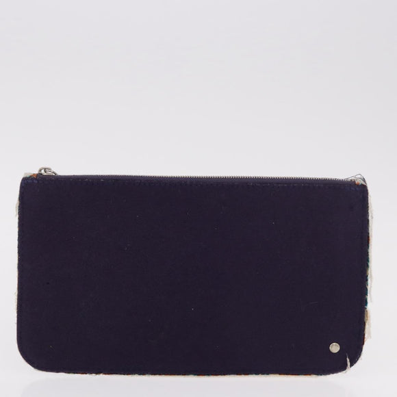 HERMES Pouch Canvas Leather 5 Set Beige Pink Purple Auth ti3991