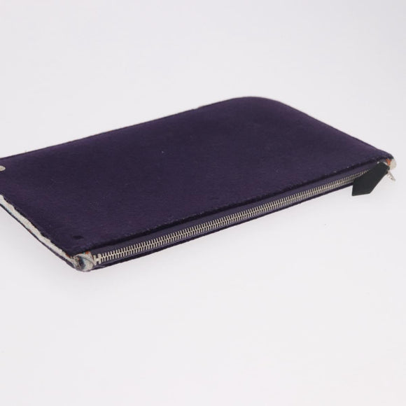 HERMES Pouch Canvas Leather 5 Set Beige Pink Purple Auth ti3991