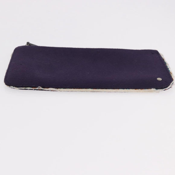HERMES Pouch Canvas Leather 5 Set Beige Pink Purple Auth ti3991