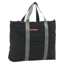 PRADA Sports Line Tote Bag Nylon Black Silver Auth ti3994-1
