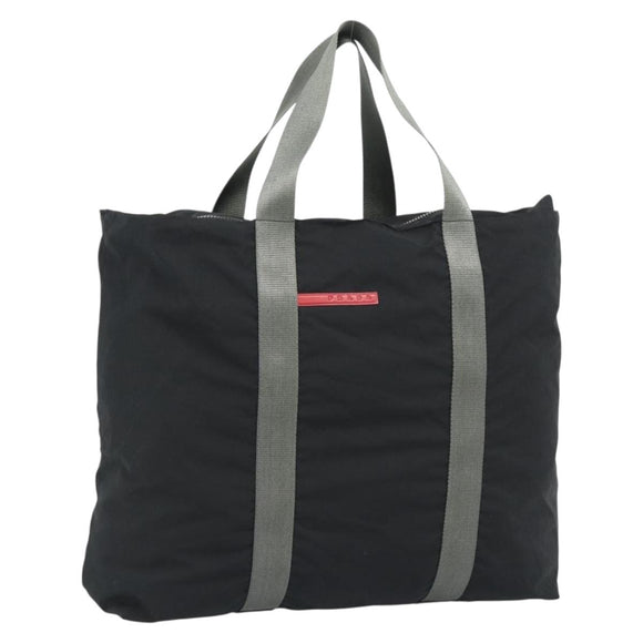 PRADA Sports Line Tote Bag Nylon Black Silver Auth ti3994