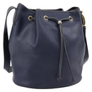 Christian Dior Purse Shoulder Bag Leather Navy Gold Tone Auth ti3995-1