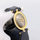 Christian Dior Purse Shoulder Bag Leather Navy Gold Tone Auth ti3995-10