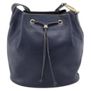Christian Dior Purse Shoulder Bag Leather Navy Gold Tone Auth ti3995-13