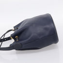Christian Dior Purse Shoulder Bag Leather Navy Gold Tone Auth ti3995-3
