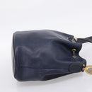 Christian Dior Purse Shoulder Bag Leather Navy Gold Tone Auth ti3995-4