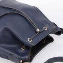 Christian Dior Purse Shoulder Bag Leather Navy Gold Tone Auth ti3995-6