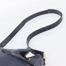 Christian Dior Purse Shoulder Bag Leather Navy Gold Tone Auth ti3995-8