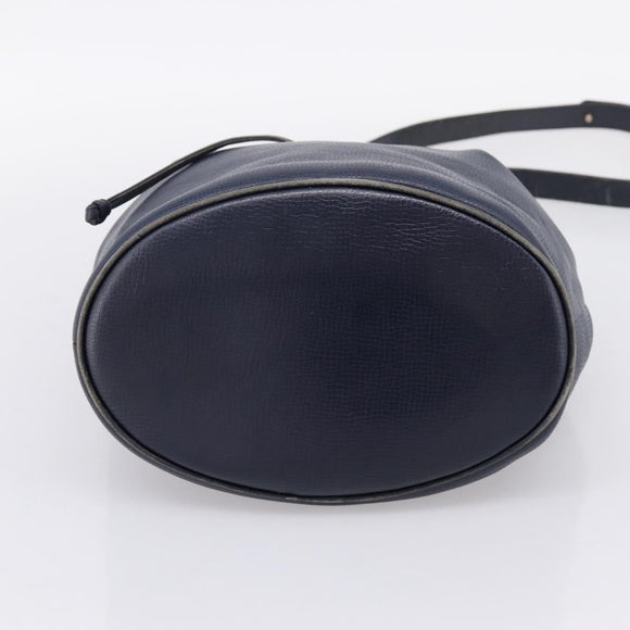Christian Dior Purse Shoulder Bag Leather Navy Gold Tone Auth ti3995