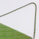 CHANEL Matelasse Shoulder Bag Patent Green Silver CC Auth ti3998A-15