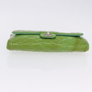CHANEL Matelasse Shoulder Bag Patent Green Silver CC Auth ti3998A-8