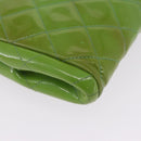 CHANEL Matelasse Shoulder Bag Patent Green Silver CC Auth ti3998A-18