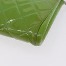 CHANEL Matelasse Shoulder Bag Patent Green Silver CC Auth ti3998A-19