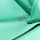 CHANEL Matelasse Shoulder Bag Patent Green Silver CC Auth ti3998A-11