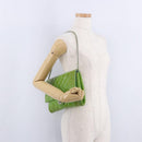 CHANEL Matelasse Shoulder Bag Patent Green Silver CC Auth ti3998A-29
