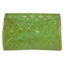CHANEL Matelasse Shoulder Bag Patent Green Silver CC Auth ti3998A-4
