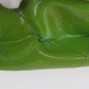 CHANEL Matelasse Shoulder Bag Patent Green Silver CC Auth ti3998A-6