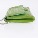 CHANEL Matelasse Shoulder Bag Patent Green Silver CC Auth ti3998A-7