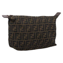 FENDI Zucca Canvas Pouch Brown Silver Auth ti4000-1
