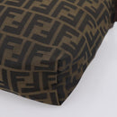 FENDI Zucca Canvas Pouch Brown Silver Auth ti4000-15