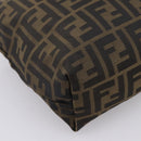 FENDI Zucca Canvas Pouch Brown Silver Auth ti4000-16