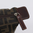 FENDI Zucca Canvas Pouch Brown Silver Auth ti4000-8