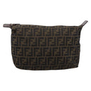 FENDI Zucca Canvas Pouch Brown Silver Auth ti4000-13
