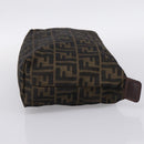 FENDI Zucca Canvas Pouch Brown Silver Auth ti4000-4