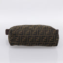 FENDI Zucca Canvas Pouch Brown Silver Auth ti4000-6