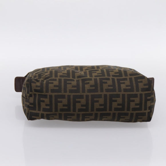 FENDI Zucca Canvas Pouch Brown Silver Auth ti4000