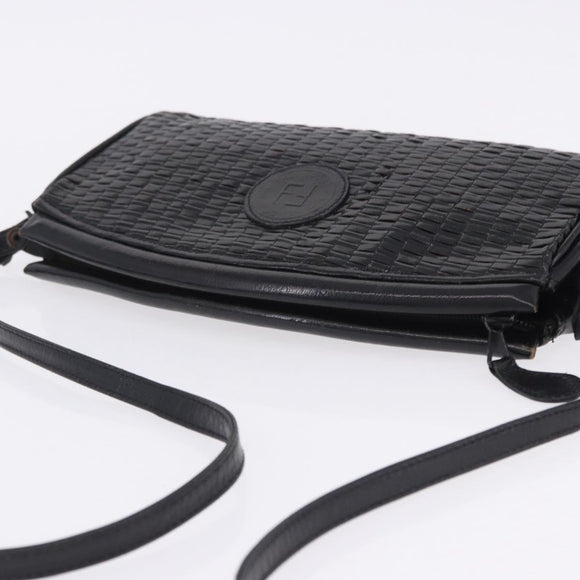 FENDI Shoulder Bag Leather Black Auth ti4002