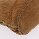 FENDI Macaroni Shoulder Bag Suede Brown Gold Tone Auth ti4003-15