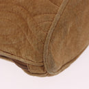 FENDI Macaroni Shoulder Bag Suede Brown Gold Tone Auth ti4003-16