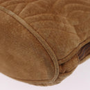 FENDI Macaroni Shoulder Bag Suede Brown Gold Tone Auth ti4003-17