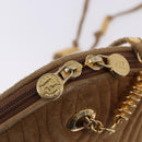 FENDI Macaroni Shoulder Bag Suede Brown Gold Tone Auth ti4003-10