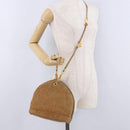 FENDI Macaroni Shoulder Bag Suede Brown Gold Tone Auth ti4003-23