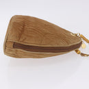 FENDI Macaroni Shoulder Bag Suede Brown Gold Tone Auth ti4003-3