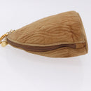 FENDI Macaroni Shoulder Bag Suede Brown Gold Tone Auth ti4003-4