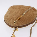 FENDI Macaroni Shoulder Bag Suede Brown Gold Tone Auth ti4003-6
