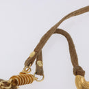 FENDI Macaroni Shoulder Bag Suede Brown Gold Tone Auth ti4003-8