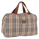 Burberrys Nova Check Folding Boston Bag Canvas Beige Brown Auth ti4005-1