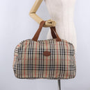 Burberrys Nova Check Folding Boston Bag Canvas Beige Brown Auth ti4005-23