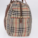 Burberrys Nova Check Folding Boston Bag Canvas Beige Brown Auth ti4005-4