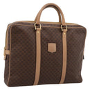 CELINE Macadam Business Bag PVC Leather Brown Gold Tone Auth ti4006-1