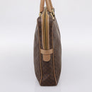 CELINE Macadam Business Bag PVC Leather Brown Gold Tone Auth ti4006-4